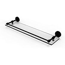 Allied Brass WP-1/22-GAL-BKM Wp 1 Gal Waverly Place Inch Tempered Gallery Rail Glass Shelf, 22 Inch, Matte Black