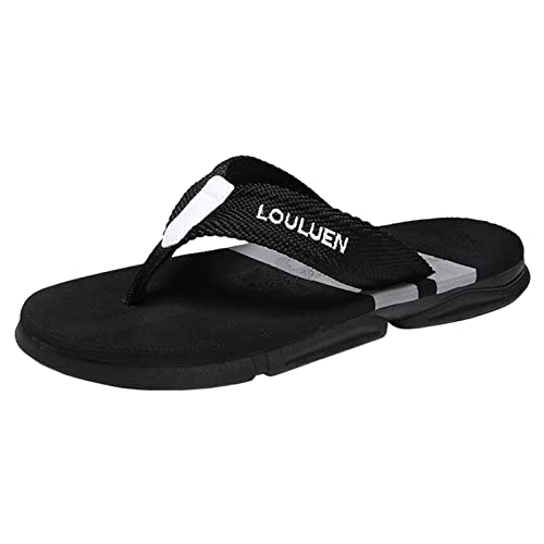 BIISDOST Men's Flip Flops Breathable Sandals Beach Slippers Lightweight Summer Shoes Vacation Summer Shoes Flat Toe Separator Fashionable Slippers Soft Soles Sandals Simple Sandals, Black (black 3), 8