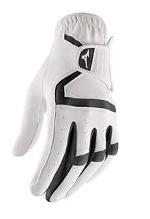 Mizuno Mens MX Synthetic Leather Golf Glove, Left Hand White/Black, Medium Large