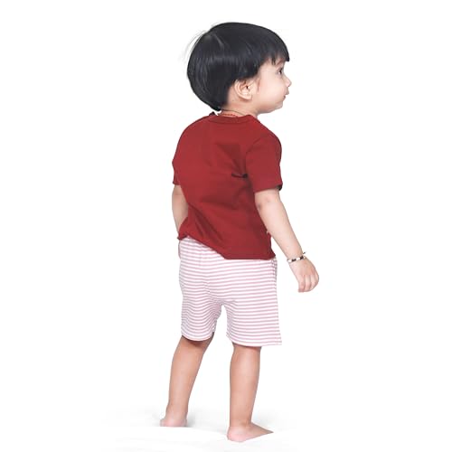 Image of ARIEL Baby Boys & Baby girls Cotton Printed Round Neck Half Sleeve T-shirt & Short Summer Clothing Sets