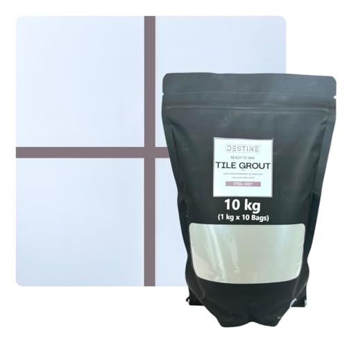 Image of DESTINE READY-TO-MIX inchTILE GROUT inch (16 COLOURS) (ALL PACKS: 100 Gm,250 Gm,400 Gm,800 Gm,1 Kg), Waterproof, Crack Filler, Cement Based Tile Gap Filler (10 Kg, Steel Grey)