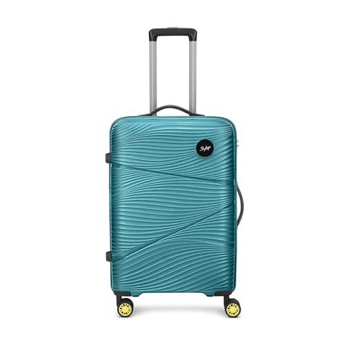 Image of Skybags Swirl Check-in Trolley Bag 65cm | Medium Hard Luggage | 8 Wheels Suitcase for Travel | 3-Digit Combination Lock with Anti-Theft Zipper | Polypropylene | 3 Years Warranty - Unisex (Cyan)