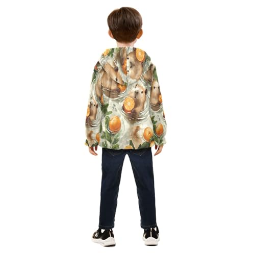Guinea Pigs with Oranges Toddler Fleece Jacket Girl Boys Hooded Fleece Jacket Coat Warm Outwear Zip-up 3-10T4
