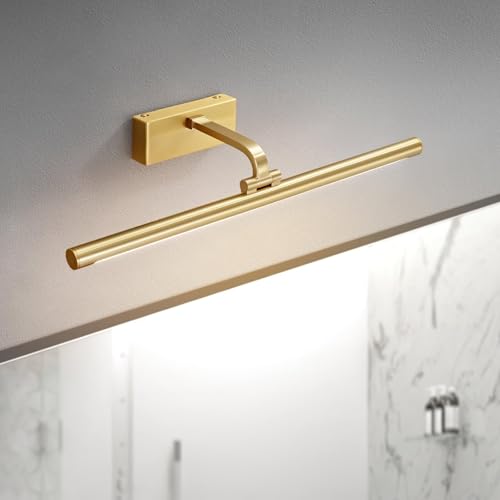 Image of JACKAL 18W LED 3in1 Mirror Lights (Brass Gold Body), Adjustable Bathroom Vanity Sconce Makeup Wall Light, Dressing Table Cabinet Picture Photo Frame Lights (White, Warm White, Natural White)