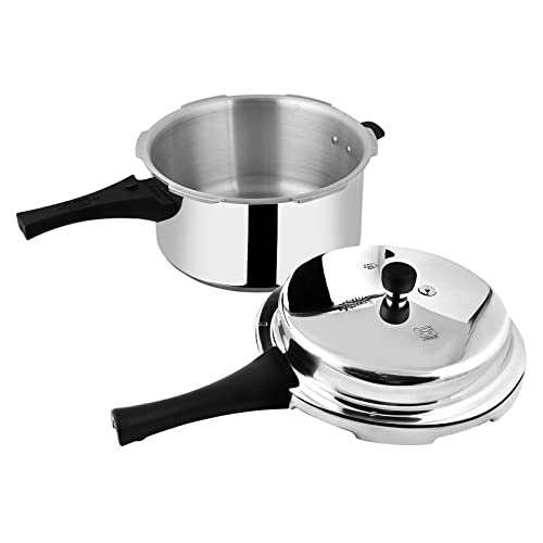 Image of Prestige Popular Aluminium Pressure Cooker, 7.5 Litres, Silver & Prestige Aluminium Omega Select Plus Residue Free Non-Stick Heavy Gauge Square Tawa, 30 cm, Black
