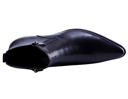 Santimon Men's Ankle Genuine Leather Dress Fashion Zipper Pointed Toe Casual Boots3