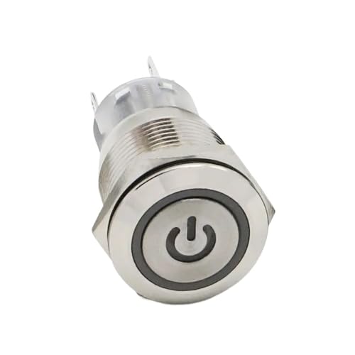 Bouton poussoir 19mm étanche noir LED rouge 220V à verrouillage pour voiture et PC