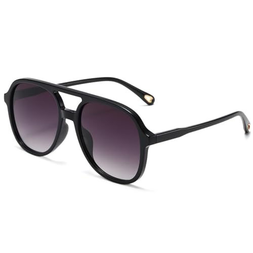 Lunettes de soleil vintage et surdimensionnées à monture large unie pour hommes et femmes