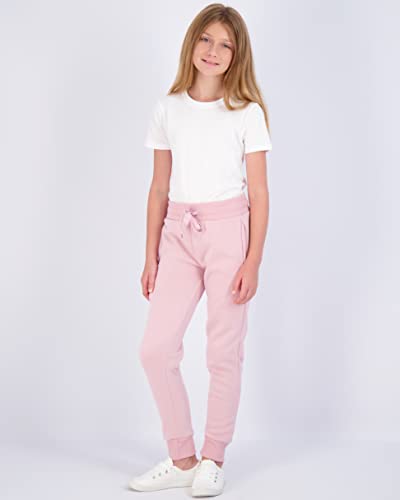 Real Essentials 3 Pack: Girls' Fleece Joggers Soft Active Performance Casual Sweatpants(Ages 7-16)4