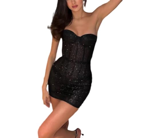 Catalpalev Women's Tube top Slim fit Fashion Solid Color Hip Skirt Cocktail Evening Dress Wedding Dress