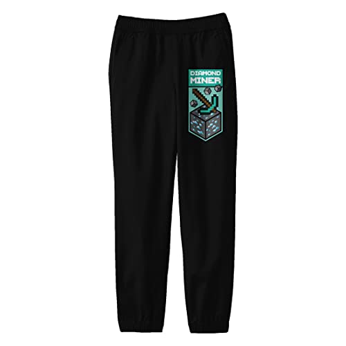 Minecraft Diamond Miner Symbol Youth Black Graphic Jogger Pants