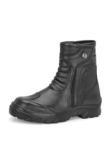 Image of Eego Italy Rider Goat, Water Resistant Biker boot /Motorcycle riding boot, real leather upper, steel toe protection, padded in socks, 3M Reflectors ankle protection - RIDERGOAT-BLACK-6