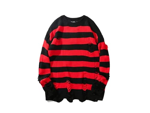 Men's Striped Sweaters Vintage Casual Crew Neck Long Sleeve Pullover Sweaters