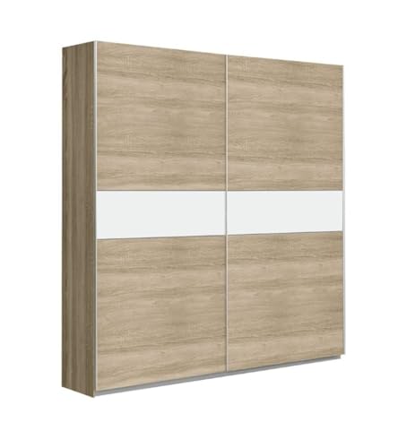 CAMBIA TUS MUEBLES CTM® Armario Winter 170 cm – Puertas Correderas – Estilo Nórdico – Interior con Estantes y Barras – Melamina Roble o Blanco – 170x61x210 cm – Armario Ropero Moderno (Roble)