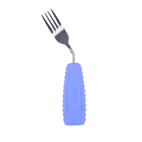 EZ Assistive アダプティブフォーク 持ちやすい 自立した食事、手の震えのための重みのある器具(パープルフォーク右手)