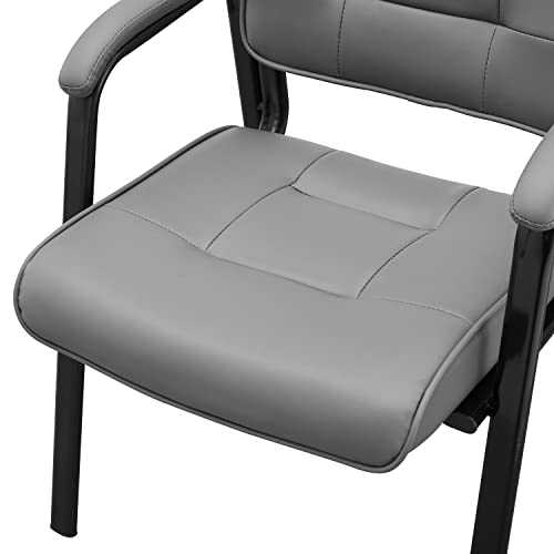 Naomi Home Conference Room Chairs, Heavy Duty Leather Executive Conference Table Chairs, Office Conference Chair, Conference Room Chair With Padded Arm Rest, Guest Chair Fixed-Back, Set Of 2 - Gray #TOP5