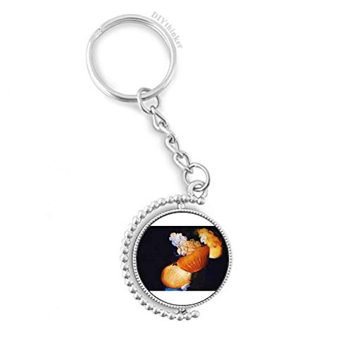 Llavero giratorio de medusas tropicales con anillo resistente para llaves