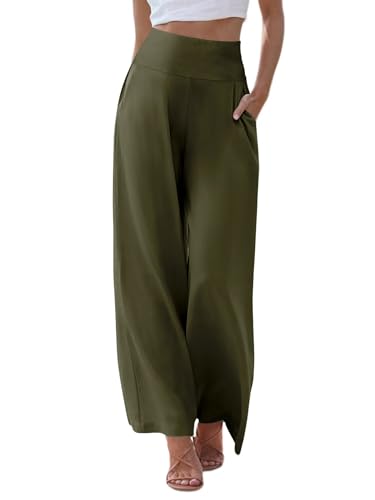 JZC Women's Palazzo Lounge Pants Casual Wide Leg Pants High Waist Flowy Toursers with Pockets