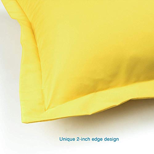 FLXXIE Microfiber King Pillow Shams Set of 2, Fade, Wrinkle and Shrinkage Resistant Soft Pillow Covers with Envelope Closure Euro Sham Covers (Yellow, 20x36 Inches)
