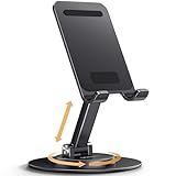 يوجرين حامل هاتف 【دوران 360 درجة وقابل للتعديل الارتفاع】حامل معدني للمكتب، قابل للطي متوافق مع الأجهزة حتى 9.7 بوصة مناسب لهاتف iPhone 15 Pro Max Galaxy S24 Ultra وما إلى ذلك