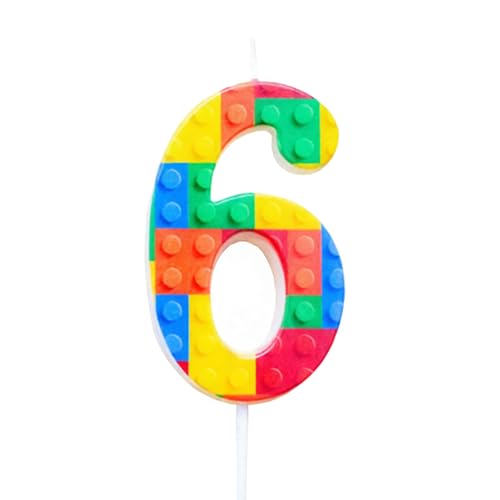 Gleemix Baustein Geburtstagskerzen Zahlen 6, Bausteine Geburtstagskerzen Kinder, Kerze 6. Geburtstag, Kinder Geburtstagskerzen Zahlen, Kerzen Birthday Candle