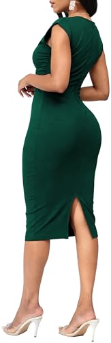 Image of SxClub Business Dresses for Women Elegant Long Sleeve Bodycon Pencil Knee Length Formal Dress for Evening Cocktail