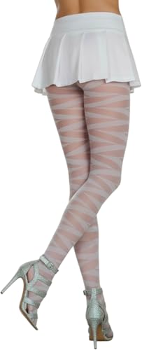 Image of ToBeInStyle Women's Strappy Zig Zag Lace Up Bandage Print Fashion Goth Tights