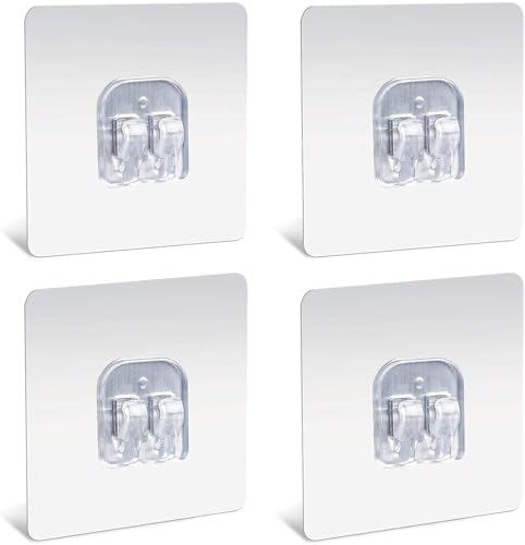 Image of 10 Pack Bathroom Shelf Adhesive Hooks Strong Sticker Hooks for Shower Caddy Basket Double Claw V Shape Heavy Duty PVC Wall Mounted Hooks No Drill Hanging Holder for Kitchen & Bathroom
