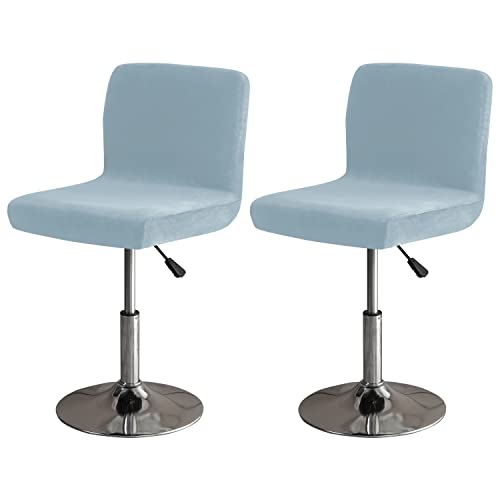 Image of LightInTheBox Bar Stool Cover Square Swivel Bar Chair Seat Velvet Bar Stool Protector Cover for Counter Height Medium Low Back Chairs (2 Pack) (Sky Blue)