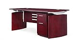 ZURI Modern 79' Harrison Desk with Mobile Pedestal in Mahogany