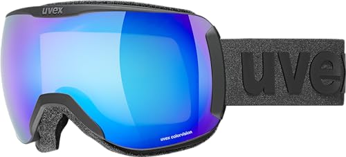 Uvex Downhill 2100 CV - Ski Goggle for Men and Women - Contrast Enhancing - No Distortion & Anti-Fog Coating - Black Matt/Blue-Green - One Size
