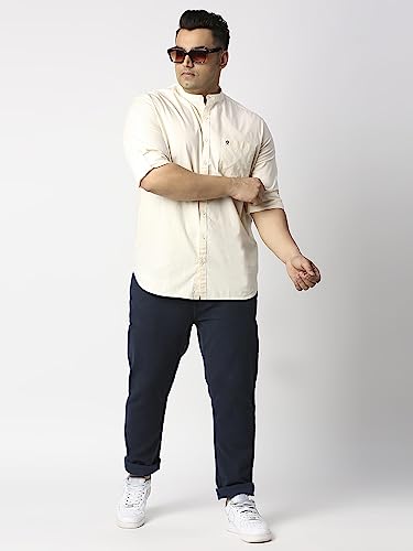 Image of Thomas Scott Mens | Full Sleeve | Solid Plain Color | Regular Fit | Plus Size | 100% Cotton | Mandarin Collar | Casual | Shirt