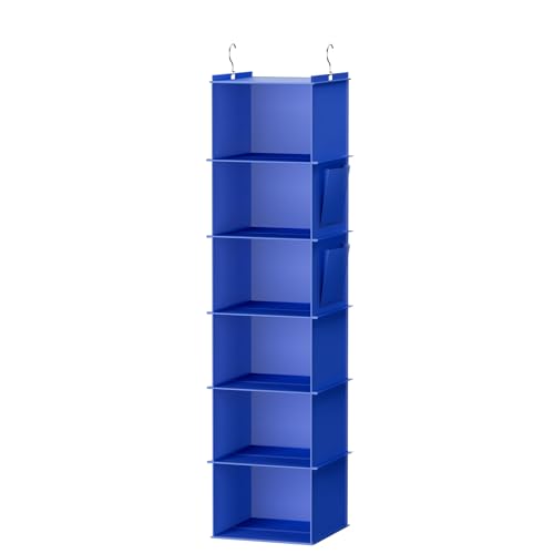Image of YOUDENOVA Hanging Closet Organizer and Storage, 6-Shelf, Blue