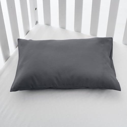 Image of EXQ Home Toddler Pillowcases 13x18 Travel Pillow Case Set of 2, Small Pillow Case Fits Baby Pillow Sized 12x16, 13x18, Kids Pillowcases 2 Pack Machine Washable with Envelope Closure (Dark Grey)