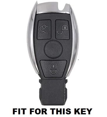 Image of Metal Striped Key Cover and Key Chain Compatible for Mercedes Benz C E M S CLS CLK GLK GLC G Class Car 3 Button Smart Key I Stylish Look I Full Protection
