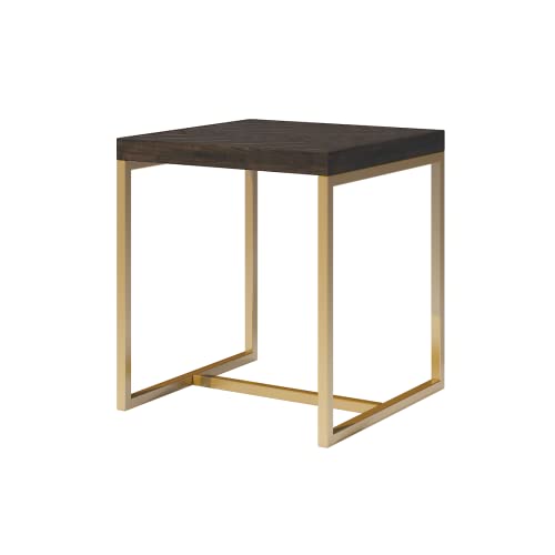 Bo Living Mesa, Madera Maciza y Fabricada con Base de Metal de latón, Roble Oscuro, Talla única Cover