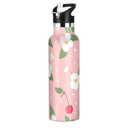 Botella de agua con aislamiento al vacío de doble pared a prueba de fugas y sin BPA, con popotes, a prueba de fugas, doble pared, aisladas al vacío, para viajes, camping, deportes, café, 24 horas
