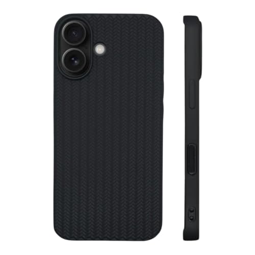 Image of Compatible with iPhone 16 Plus | Premium Textured Microfiber Candy Protective Case | Shock-Absorbing Back Cover with Enhanced Camera Guard (Black)