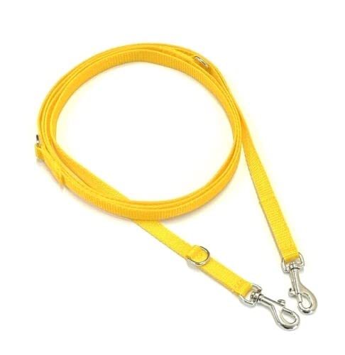 Police Style Puppy Training Lead Double Ended Puppy Leash Adjustable Multi-Functional In 13mm Webbing (Yellow, 11ft (3.3 Metres))