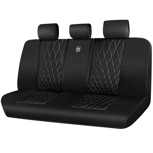 Image of CAR PASS Luxury Faux Leather Rear Bench Car Seat Covers, Waterproof Anti Slip Back Seat Covers, Deluxe Automotive Backseat Cover Universal Fit for Most Cars Sedan SUV Pickup Truck (All Black)