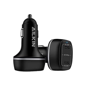 60W USB C Car Charger Adapter, 2Pack AILKIN 2-Port PD3.0 Fast Charging Type C Car Charger Plug USB C Cigarette Lighter…