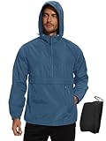 Avoogue Mens Rain Jacket Zip Up Hoodie Men Windbreaker Rain Gear Raincoat Lightweight Jacket Golf Pullovers Jacket Men Royal Blue L