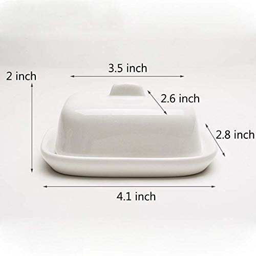 Sizikato Pure White Porcelain Small Butter Dish with Lid
