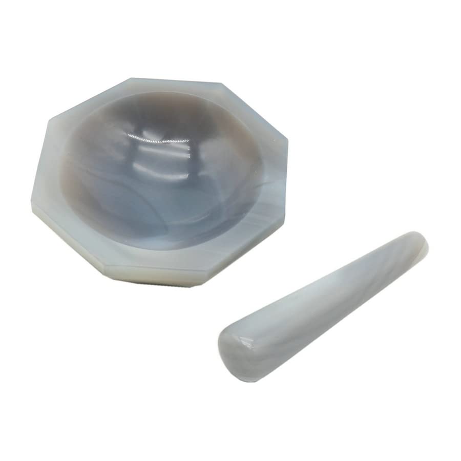 Mortier en agate de 110 mm - Pour utilisation en laboratoire - Mortier et pilon - Résistant à l'usure - Avec tige de meulage
