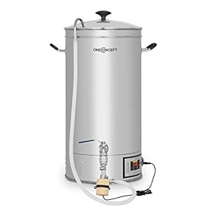 oneConcept Hopfengott maischketel – thuisbrouwset, bierbrouwsysteem, 30 liter, 30-140 ° C, 500-2500 watt, circulatiepomp, 4 programmeerbare brouwstappen, kleurendisplay, roestvrij staal, zilver