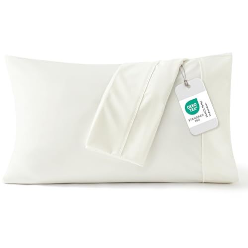 Bedsure Queen Pillow Cases Set of 2 - Ivory Brushed Microfiber Pillowcase 2 Pack, Super Soft Pillowcase, Cream Pillow Case Covers with Envelope Closure, Wrinkle, Fade and Stain Resistant, 20x30 Inches