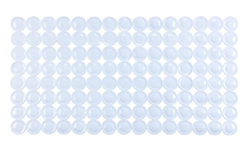 WENKO Wanneneinlage Belem, Antirutsch-Badewannenmatte mit Saugnäpfen, Wannenunterlage aus geometrisch angeordneten Kreisen für alle gängigen Badewannen, aus robustem Kunststoff, 67,5 x 36 cm, Weiß