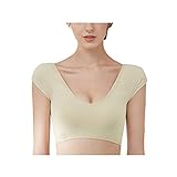 SNPP 2 in 1 Built-in Shoulder Pad Shirt for Women Undershirts Body Shaper Tank Shape Shoulder Top Vest Short Sleeves,Beige-Medium