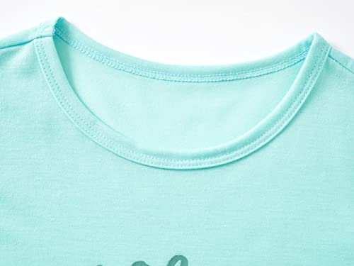 Tebbis Trendy Tie Dye Violet Green Pajamas for Girls 3 Pieces Soft Tee Shorts & Pants PJ Comfy Jammies Set Size 6-182