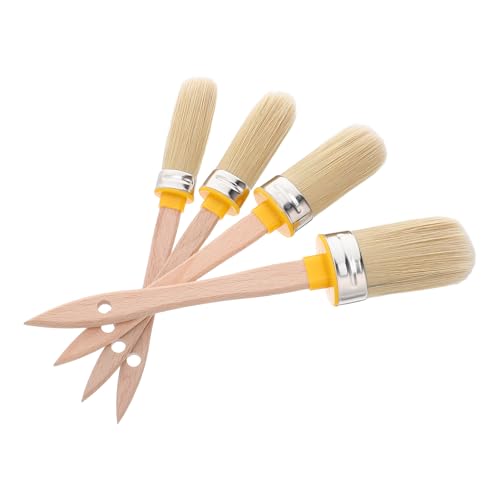 GLEAVI Ovaler Schrägpinsel 4 Stück Öl und Aquarellpinsel mit Weichen Borsten Ergonomischer Kurzgriff Präzises Malen von Kanten und Ecken an Wänden Holz und Möbeln